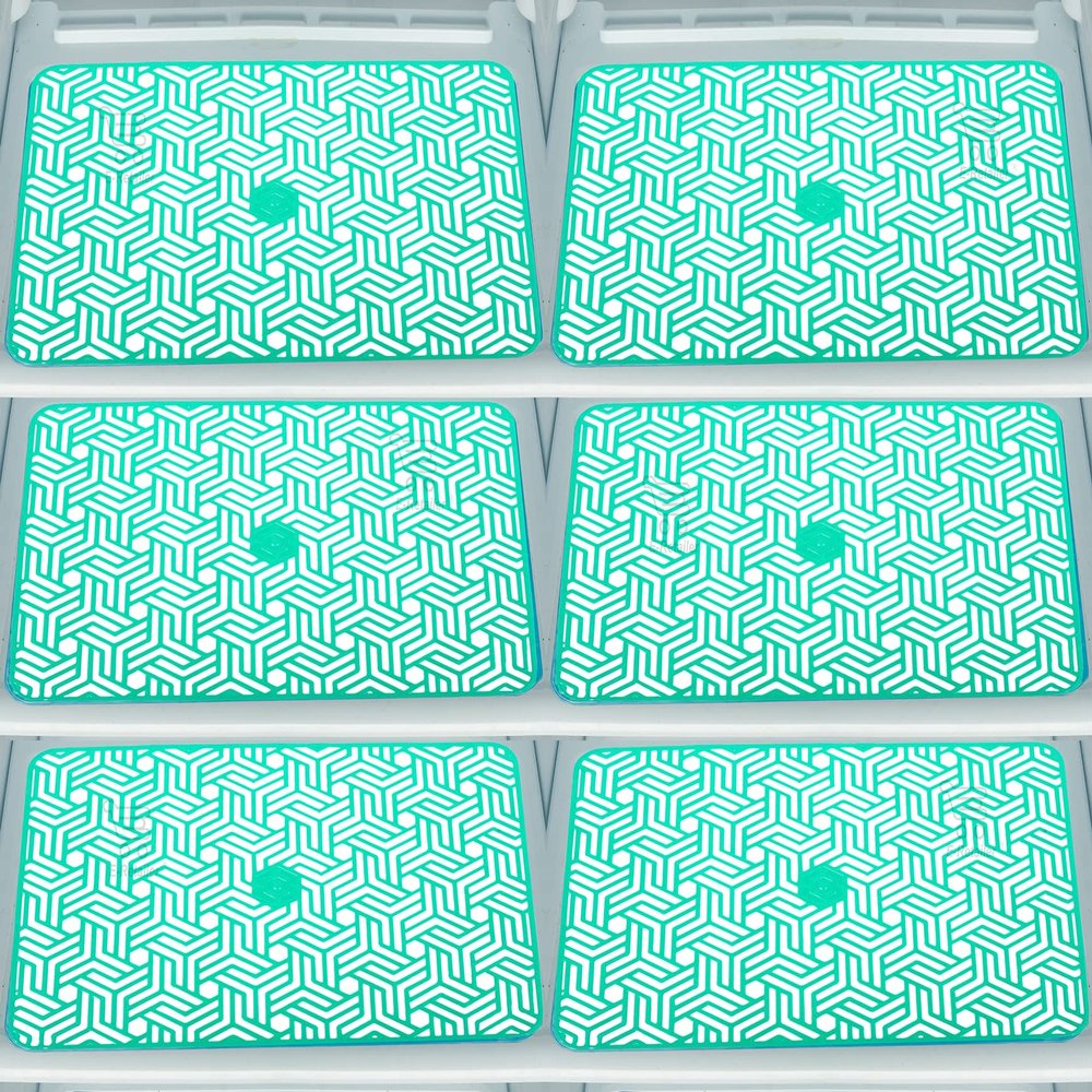 E-Retailer Waterproof PVC Refrigerator Drawer Mats/Multipurpose Mat/Fridge Mats Set of 6 Pcs (Jali Green, Size-17.5x12 Inches)