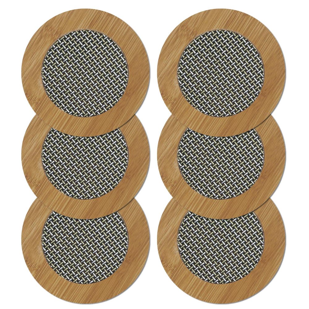 HOKIPO Eco-Friendly Bamboo Wooden Coasters for Home Pan Pot Holder for Dining Table Heat Pad for Kitchen - Pack of 6 (AR2926*6)