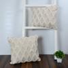 pepme Cotton Canvas Tufted Cushion Cover Zigzag Design Hand-Woven 18 inch Pack of 1 Bohemian Pillow Case for Sofa, Chair, Living Room (Off-White) view 1