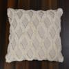 pepme Cotton Canvas Tufted Cushion Cover Zigzag Design Hand-Woven 18 inch Pack of 1 Bohemian Pillow Case for Sofa, Chair, Living Room (Off-White) view 2