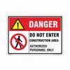 buysafetyposters.com - Danger Do Not Enter Construction Area Sign In English - PVC Sticker - (LandscapeA3, 18 inch X 12 inch, Multicolor) view 1
