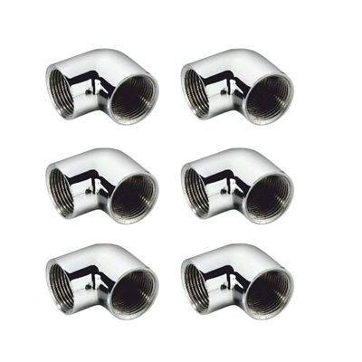 KI 1/2-Inch Brass Chrome Plated 90 Degree Elbow with Internal Thread (Pack of 6) CP Elbow for Pipe Fittings