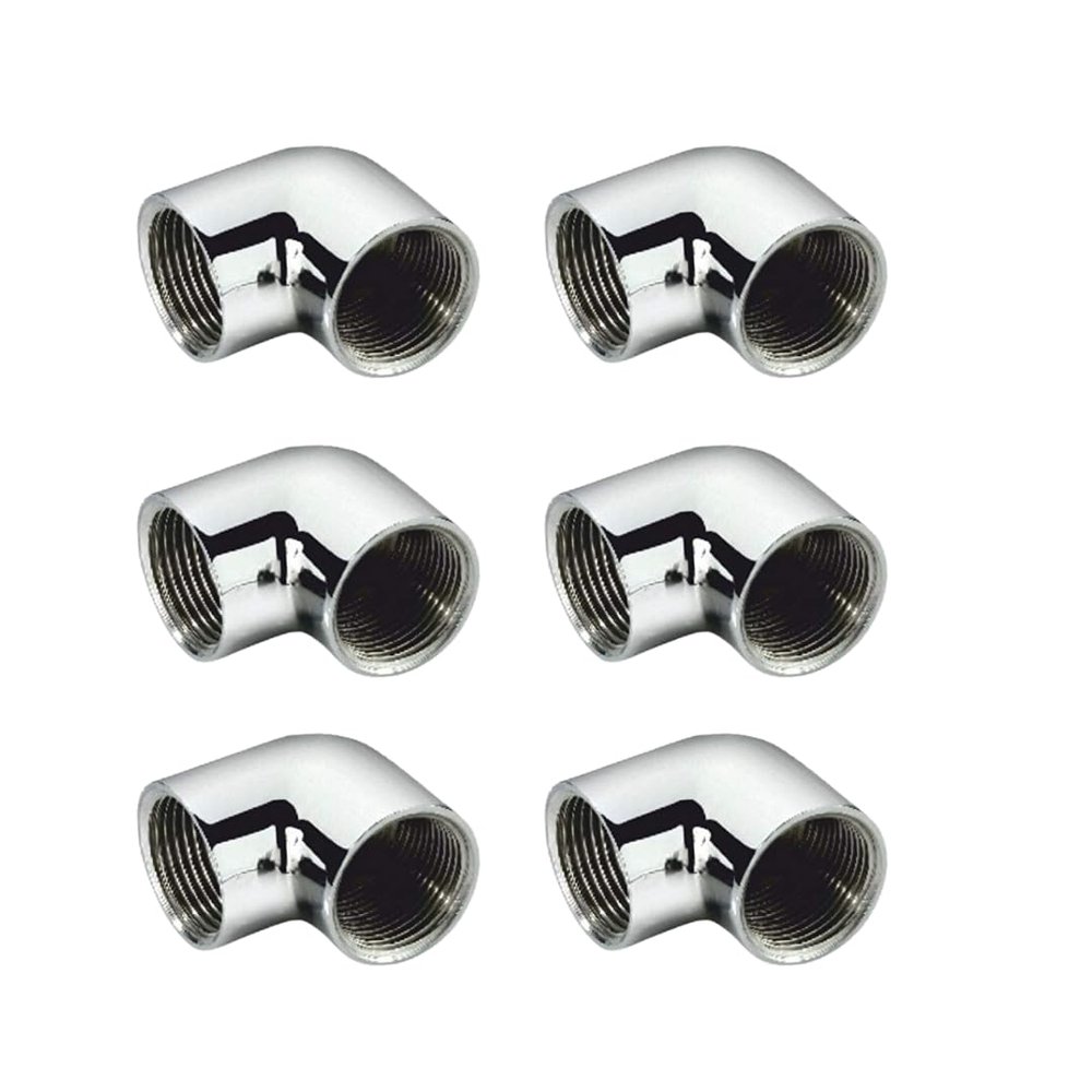 KI 1/2-Inch Brass Chrome Plated 90 Degree Elbow with Internal Thread (Pack of 6) CP Elbow for Pipe Fittings