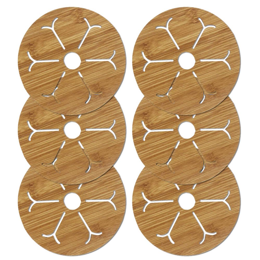 HOKIPO Eco-Friendly Bamboo Wooden Coasters for Home Pan Pot Holder for Dining Table Heat Pad for Kitchen - Pack of 6 (AR2925*6)