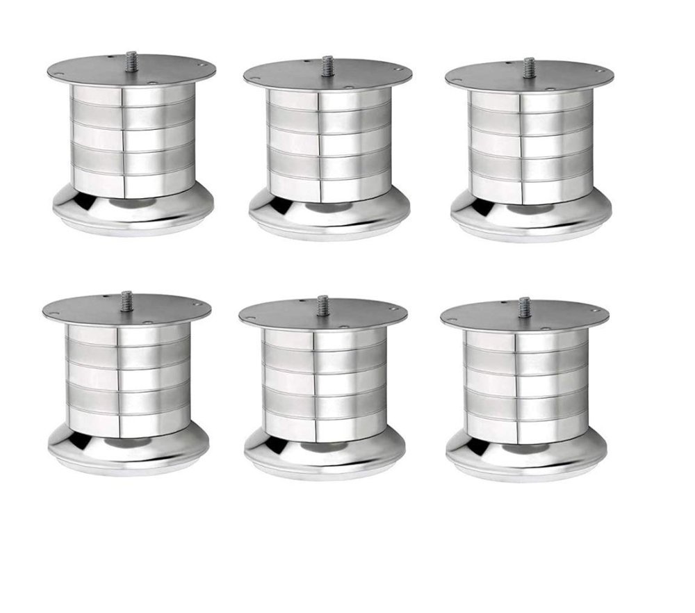 SANJARI Unique Design Premium Stainless Steel Two-Tone Finish Round Model Sofa Leg (65 MM) (2 inch, Pack of 6)