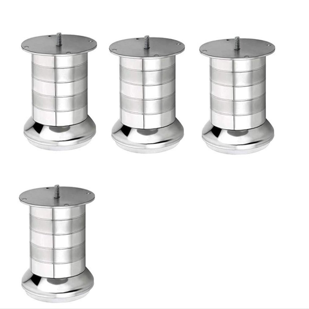 SANJARI Unique Design Premium Stainless Steel Two-Tone Finish Round Model Sofa Leg (65 MM) (6 inch, Pack of 4)