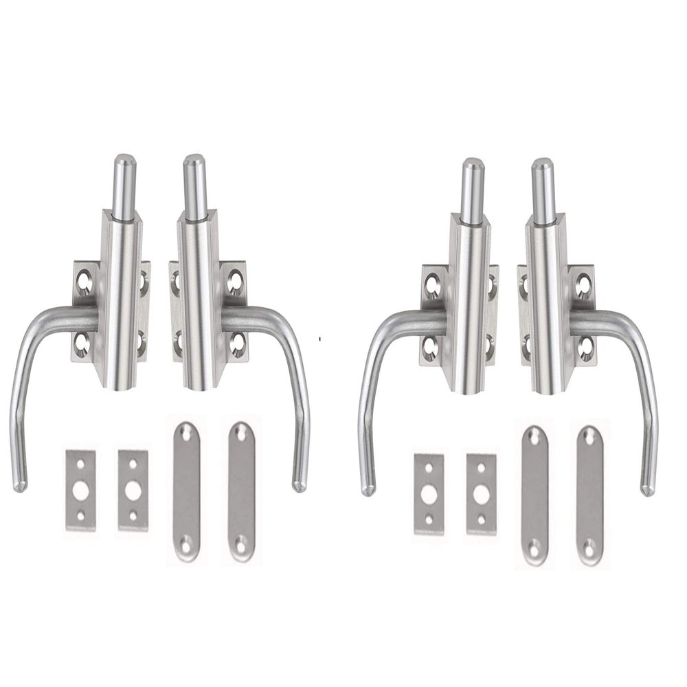 SANJARI Heavy Cam Bolt |Fully Brass in S.S. Finish Automatic Tower Bolt (Set of 2)