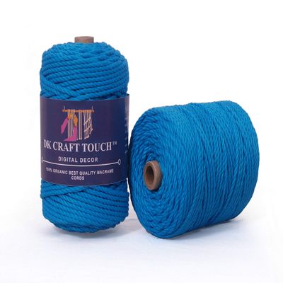 DK Craft Touch 4mm Macrame Cotton Cord,Threads/Rope for Craft Work,Plant Hanger Ropes 3 ply (Turquoise Blue, 4mm (100 metre Length Cord))