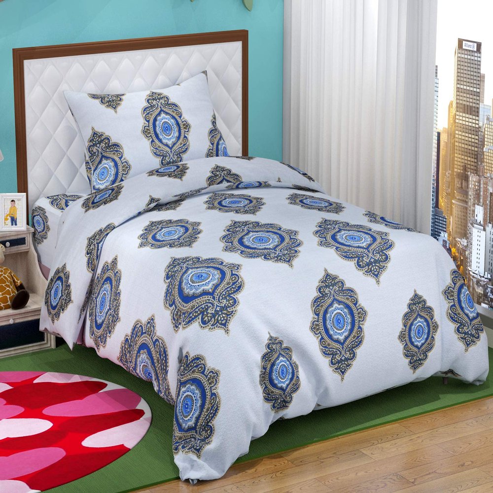 DIVINE OVERSEAS (White Abstract (Single Bed)