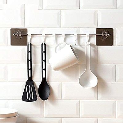 petrickenterprise Magic Sticker Self Adhesive Wall Mounted Napkin Towel Holder Stand Set of 3 for Bathroom, Kitchen and Wash Basin Towel Bar Strong Sticky(Big Hook Hanger) (3)