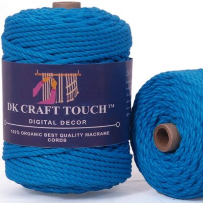 DK Craft Touch Turquoise Blue Twisted Color Macrame Cotton Cord/Thread for Craft Work,Plant Hanger Ropes 3 ply (4mm Thickness, 100 metre Spool)