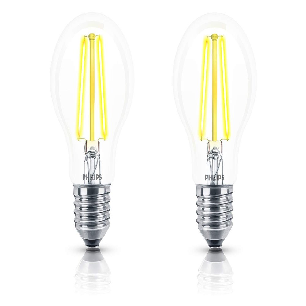 Philips 4-watt E27 A60 LED Glass Filament Bulb | Decorative LED Bulb for Home Decoration | Warm White/Golden Yellow, Pack of 2