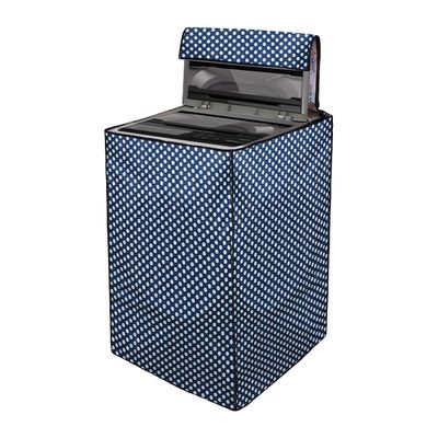 Star Weaves Fully Automatic Top Load Washing Machine Cover For Samsung/Ifb/Lg/Godrej/Bosch/ 6 Kg, 6.2 Kg, 6.5 Kg, 7 Kg (58 X 58 X 88 Cms), Waterproof & Dustproof, Polyester, Blue Polka Dots