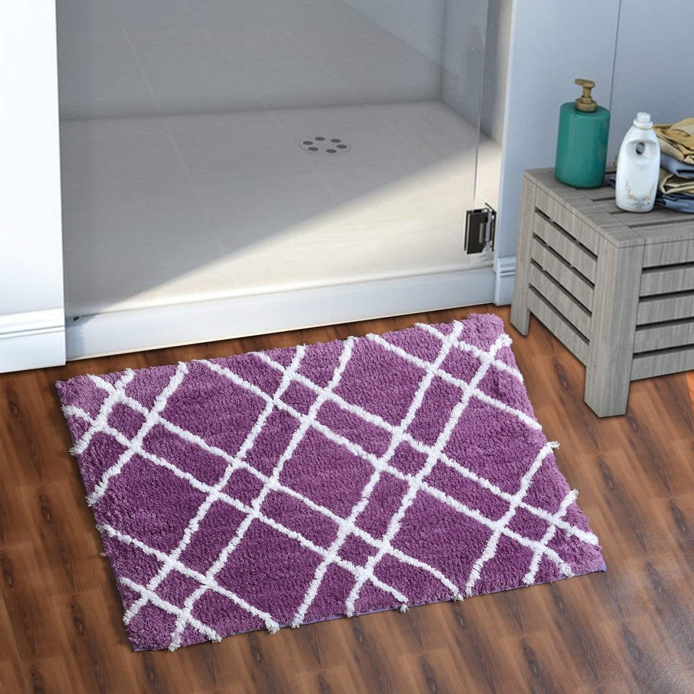 AEROHAVEN Glorious Super Soft Microfiber Abstract Designer Anti Slip Bathmat - BM-12 (Wine, 50 x 80 cm)