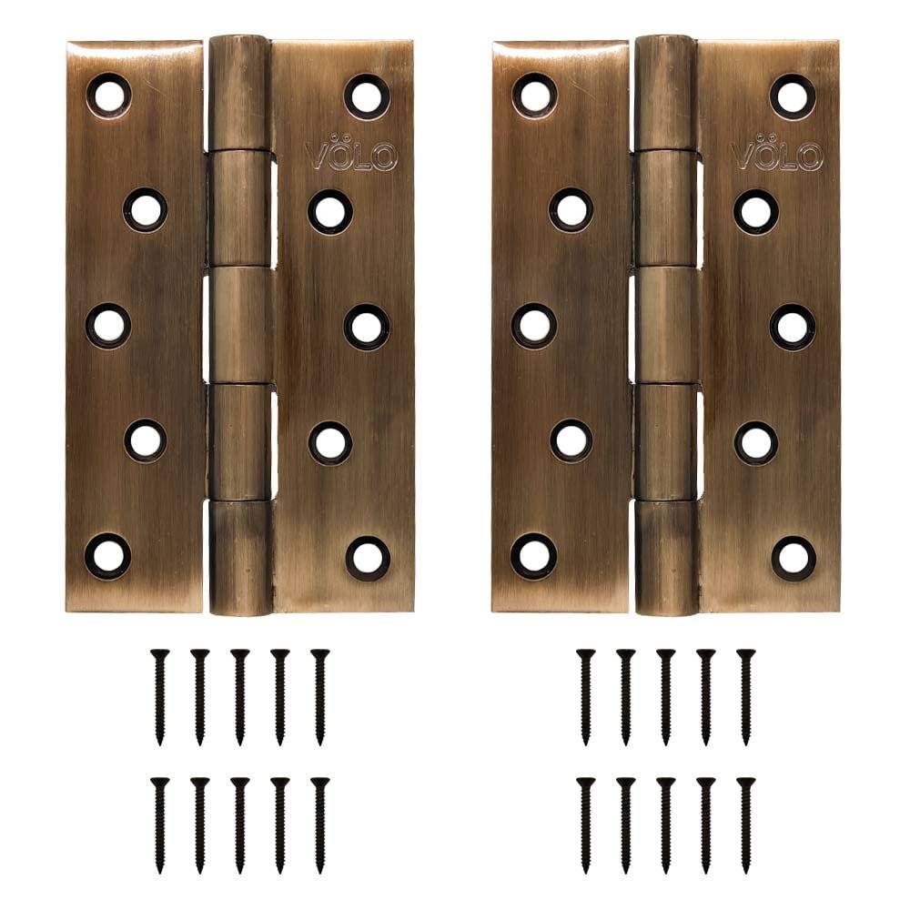 Volo Door Butt Hinges 5 inch / 4 inch x 10 Gauge/3 mm Thickness (Stainless Steel, Antique Finish) (5 Inch (Pack of 2 Pcs))