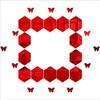 KC DCOR Hexagen and Butterflyes Mirror Red Wall Sticker Self Adhesive Home Dcor (Mirror Size 64x83 cm) view 1