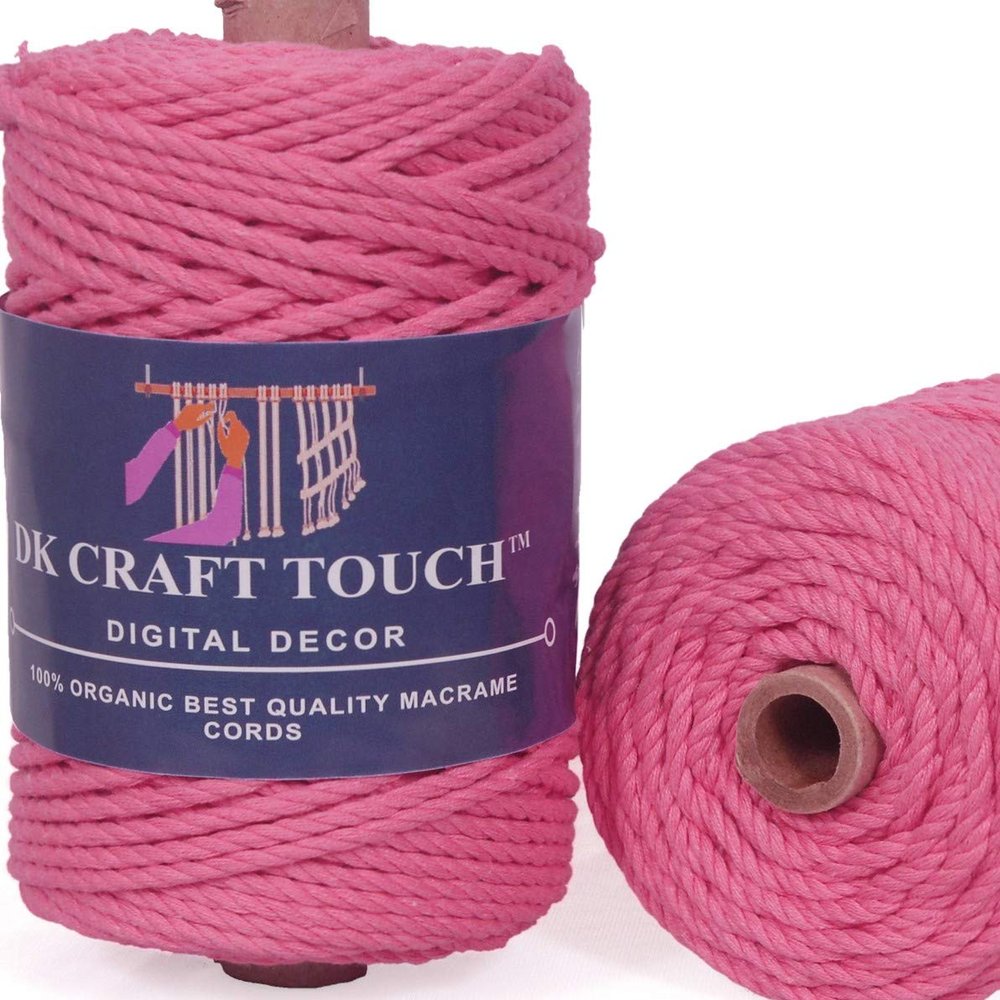 DK Craft Touch Twisted Macrame Pure Cotton Cord for Macrame DIY and Other Projects (Light Coral, 4 mm 100 metre)
