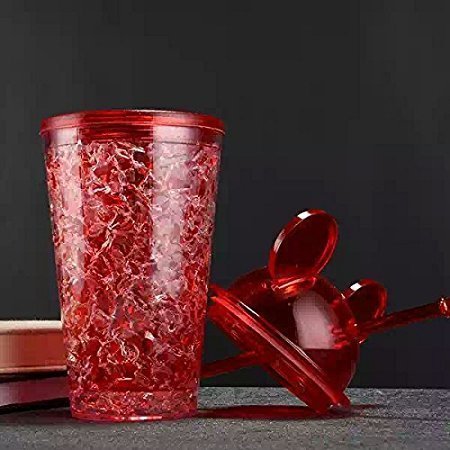 Crackles Mug Bottle Jelly Sipper Gel Feezer Sipper Icecream Cup with Straw for Cold Beverages Water and Drinks 450ml