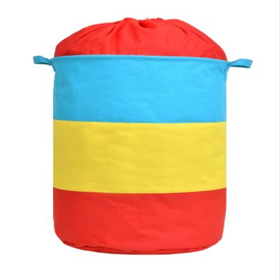 Yellow Weaves Cotton Canvas Laundry Basket for dirty clothes - MultiColor