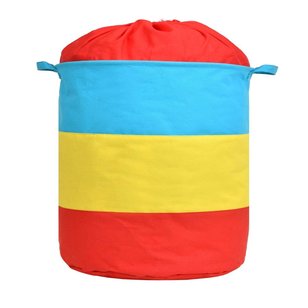 Yellow Weaves Cotton Canvas Laundry Basket for dirty clothes - MultiColor