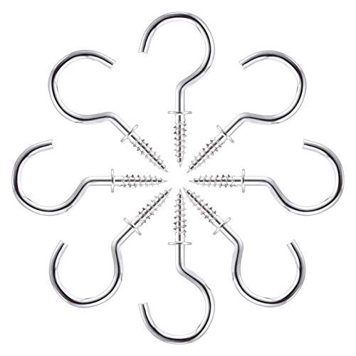 Immech - 1.25 Inch Nickel Finish Steel Cup Hook Holder, Open Sheep Eye Ring Hook, DIY Self-Tapping Screw, Ceiling Hooks, Pack of 100 Pcs