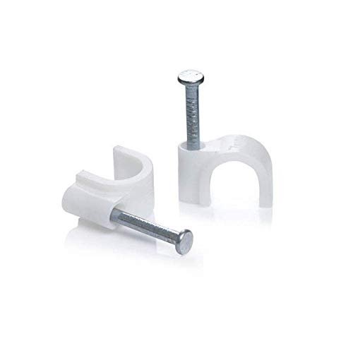 Immech - 12mm Diameter wire Fastener Circle Cable Clip With Metal Nail For Cable Management Pack Of 100 Pcs