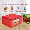 PrettyKrafts Cotton Quilted Large Sari Cover Bag with transparent window, Pack of 3, Red view 2