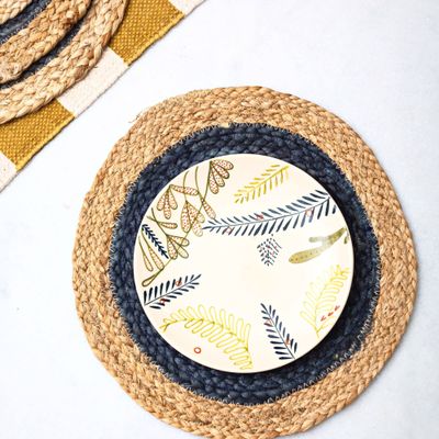 JASMEY HOMES Set of 2 Dining Table Mat 30cm Round Mat - Blue (Solid) | Used as Centre Table dcor placemat/House Warming Gifts for New Home