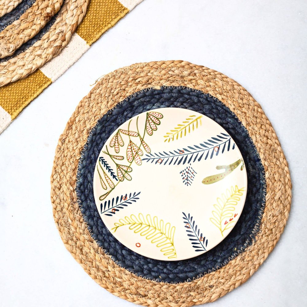 JASMEY HOMES Set of 2 Dining Table Mat 30cm Round Mat - Blue (Solid) | Used as Centre Table dcor placemat/House Warming Gifts for New Home