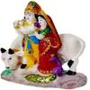 Love Kart Lord Radha Krishna Idol with Cow/Hindu God Makhan chor/Bal Gopal Murti Statue Marble Look janmashtami Spiritual Diwali Puja Mandir/Temple/Home Dcor/Office Vastu Showpiece - 11cm view 2