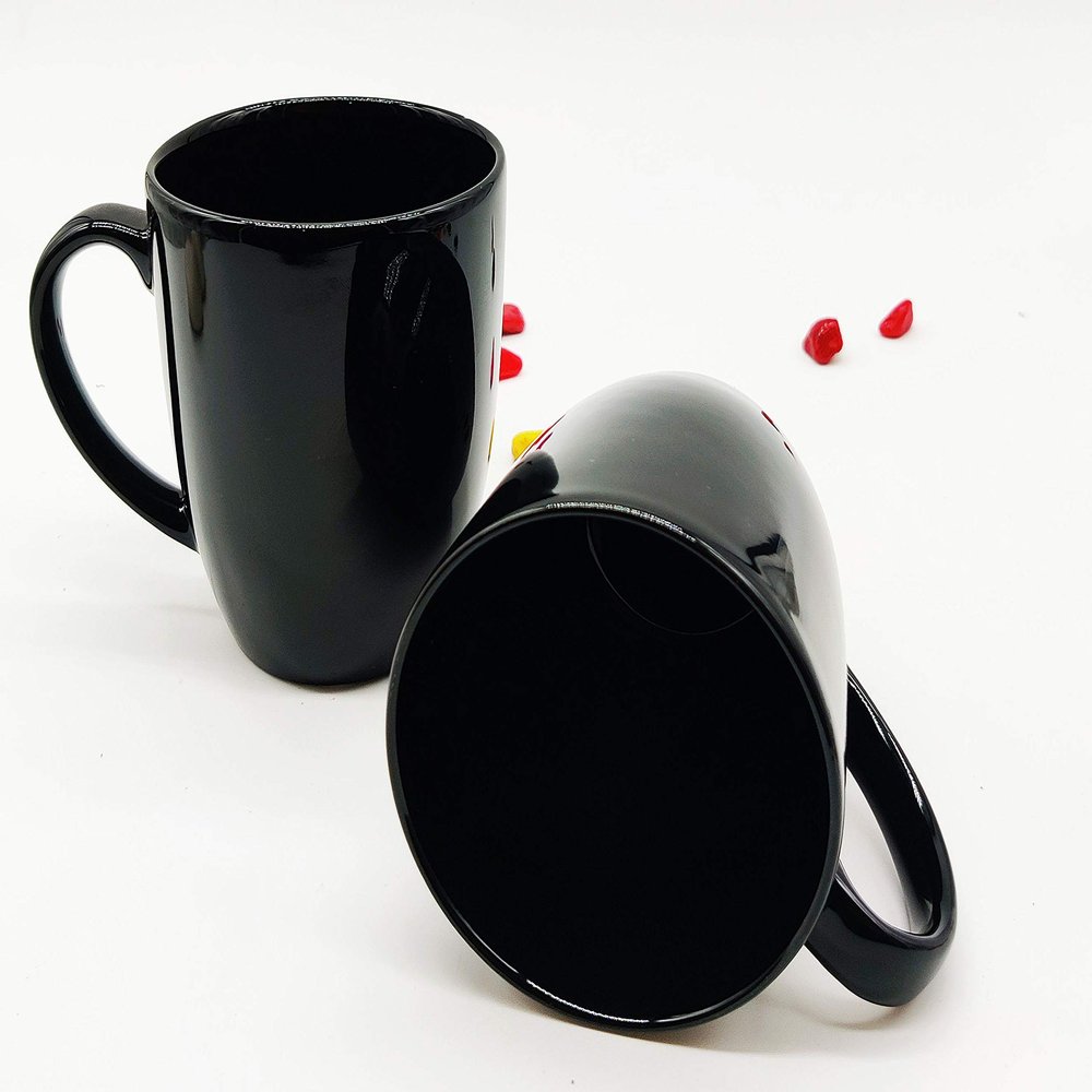 Pride Store Ceramic Glossy Plain Black Color Mug for Milk Shake Coffee Tea Beverage Mug 2 Piece Ceramic Mug 325 Ml