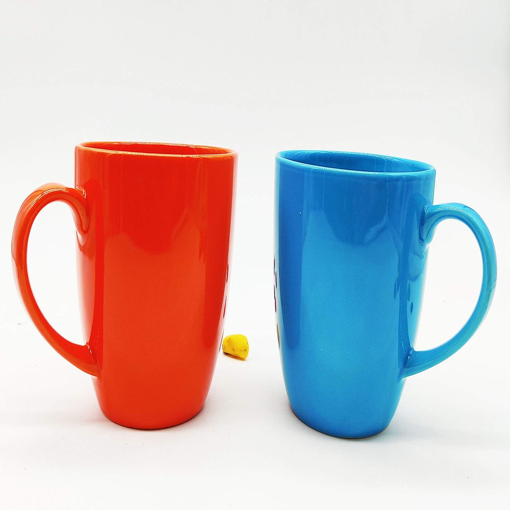 Pride Store Ceramic Glossy Plain Orange Color Mug for Milk Shake Coffee Tea Beverage Mug 2 Piece Ceramic Mug 325 Ml