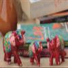 CRAFTICIA Paper Mache Trunk Up Elephant Showpiece Home Decorative Figure for Feng Shui and Vastu (Red, Medium)- Set of 3 view 1