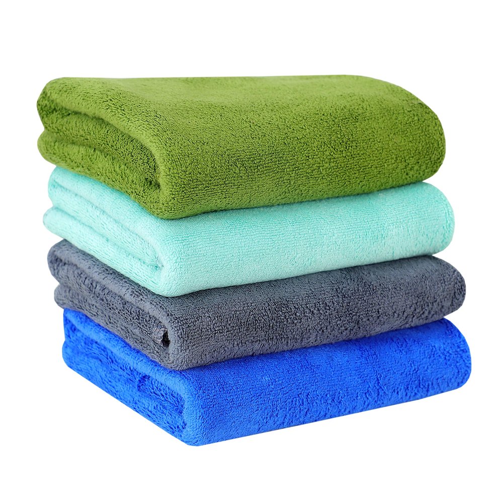 Yellow Weaves Super Soft Microfiber Hand Towels, Gym & Workout Towels 400 GSM, Multicolour 7, Set of 4