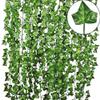 Deehome Artificial Ivy Garlands Maple Plants Leafs Creepers (6 Strings) Silk Greenery Hanging Vines Garlands Creeper Leaves for Decoration (6 Strings, 6 Foot Each). view 2