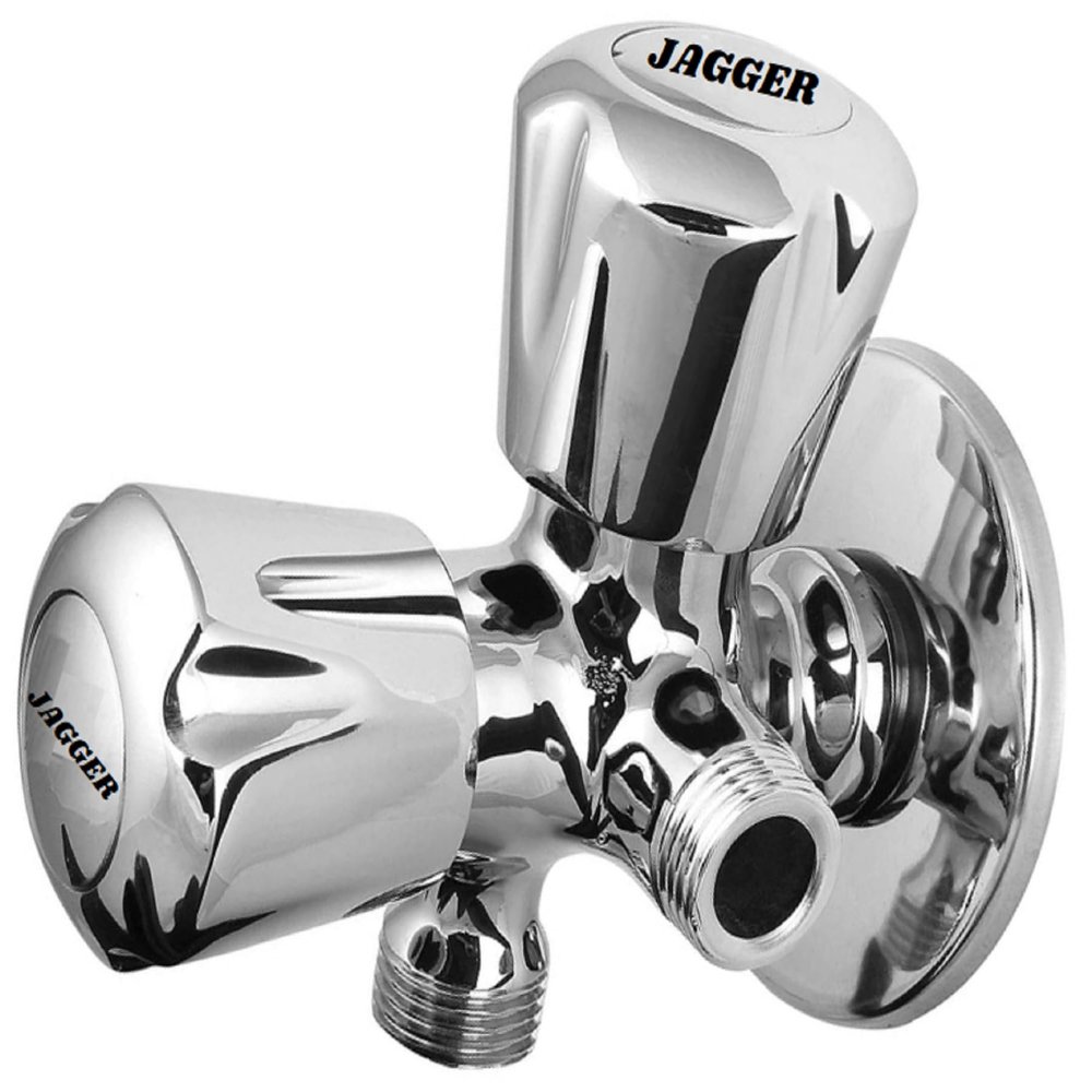 JAGGER JTO2217 Full Brass 2 In 1 Or Two Way Angle Valve For Bthroom/Toilet For Faucet Or Cistern Connection With Teflon Tape And Wall Flange (SLEEK)
