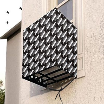 The Furnishing Tree Window AC Cover for 2 Ton Capacity PVC Waterproof and Dustproof Symmetric Pattern Black