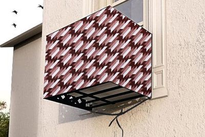 The Furnishing Tree Window AC Cover for 1 Ton Capacity PVC Waterproof and Dustproof Symmetric Pattern Maroon