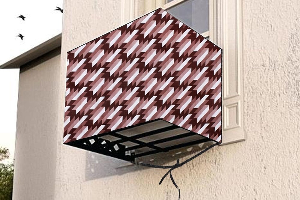 The Furnishing Tree Window AC Cover for 1 Ton Capacity PVC Waterproof and Dustproof Symmetric Pattern Maroon