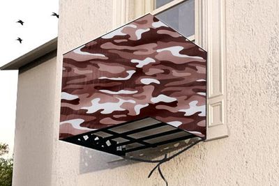 The Furnishing Tree Window AC Cover for 2 Ton Capacity PVC Waterproof and Dustproof Camouflage Pattern Beige