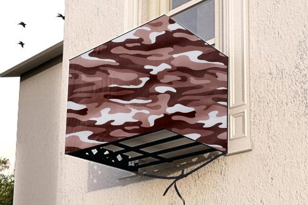 The Furnishing Tree Window AC Cover for 2 Ton Capacity PVC Waterproof and Dustproof Camouflage Pattern Beige