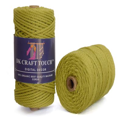 DK Craft Touch 4mm Macrame Cotton Cord,Threads/Rope for Craft Work,Plant Hanger Ropes 3 ply (Safia Green, 4mm (100 metre Length Cord))