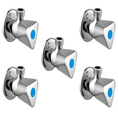 JAGGER Triangle Brass Disk Angle Cocke for Bathroom Angle Valve for Bathroom Angle Wall for Bathroom Angle Cocke for wash Basin Brass Angle Valve for wash Basin with Free Flange and Teflon Tape Set 5