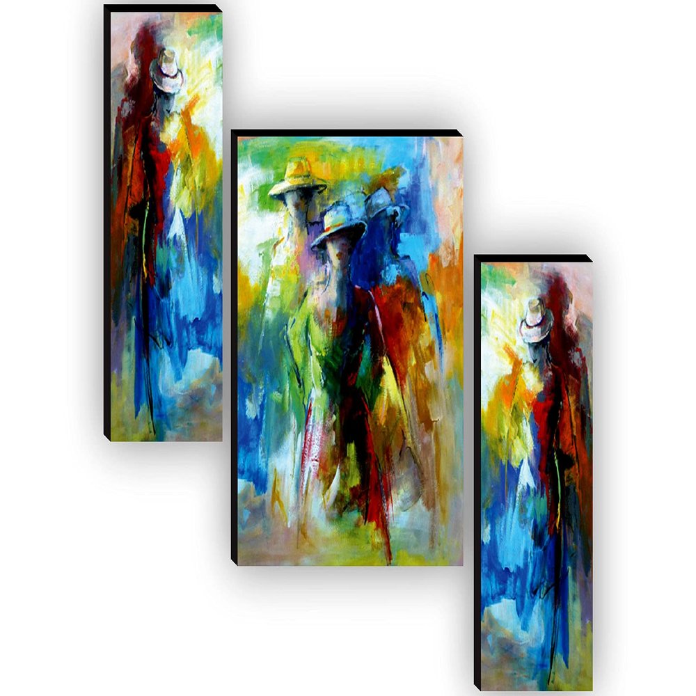 SAF paintings Set of 3 Couple Modren Art UV Textured Paintings for living room with frame 12 Inch X 18 Inch SAF-JMS9731
