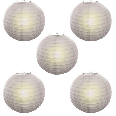 Rangwell Hanging Lantern Rice Paper Ball Lamp Shade 12inch White, Pack of 5