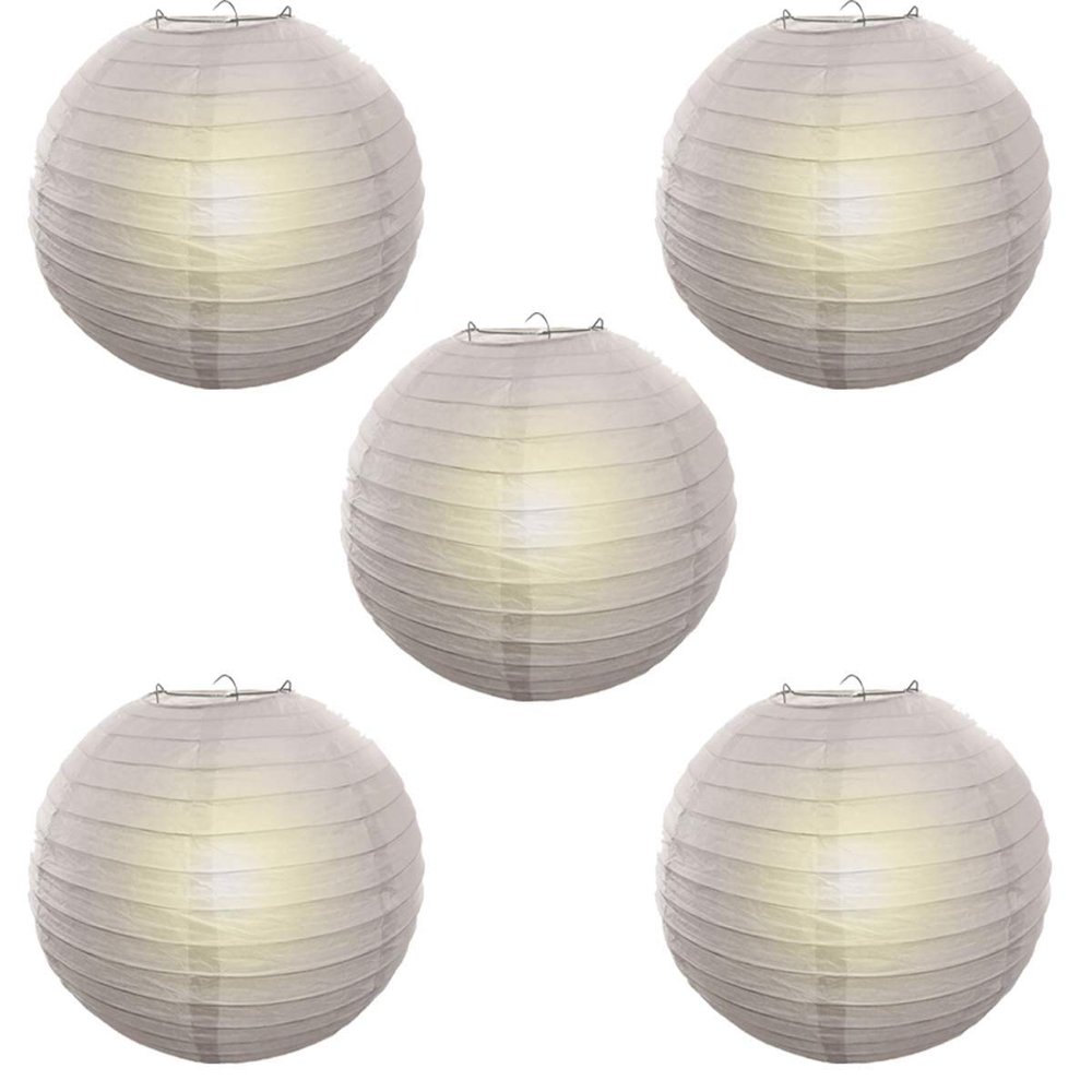 Rangwell Hanging Lantern Rice Paper Ball Lamp Shade 12inch White, Pack of 5