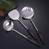 pepplo Stainless Steel Slotted Serving Spoon, Professional Skimmers Spoon with Wooden Handle, Large Kitchen Utensil Cooking Strainer Ladle for Daily Use, 15 Inches view 2