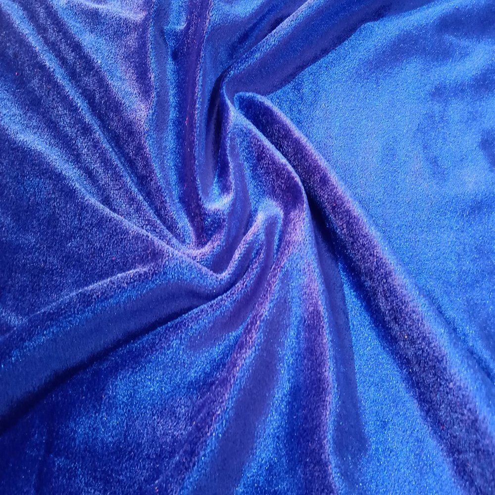 Shakti Fashion Stretch Velvet Velour Fabric Decorative Soft Smooth & Silky Cloth for Home Furnishing, Curtains,Pillows/Cushions and Craft Material (1 Meter, Royal Blue)