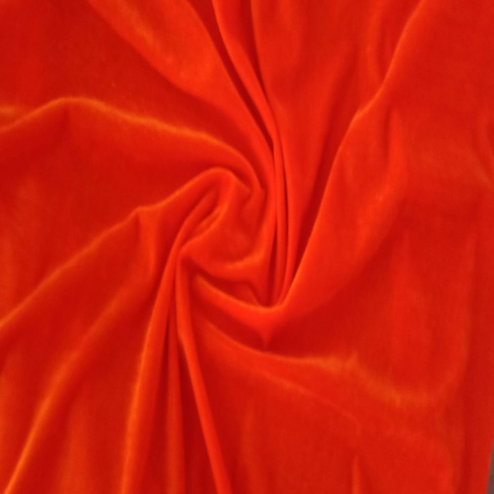 Shakti Fashion Stretch Velvet Velour Fabric Decorative Soft Smooth & Silky Cloth for Home Furnishing, Curtains,Pillows/Cushions and Craft Material (1 Meter, Orange)