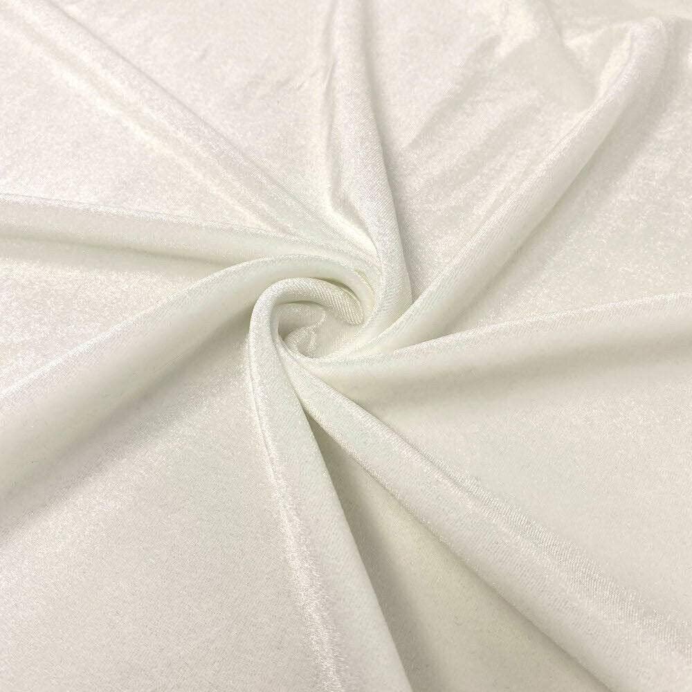 Shakti Fashion Stretch Velvet Velour Fabric Decorative Soft Smooth & Silky Cloth for Home Furnishing, Curtains,Pillows/Cushions and Craft Material (1 Meter, White)